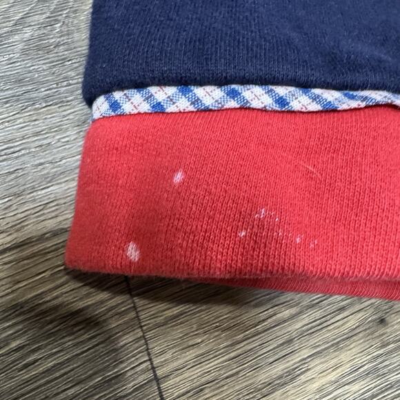 Vintage CHRISTIAN DIOR Blue Red Fleece Bath Robe Lounging Tie Belt Mens L - Picture 12 of 14